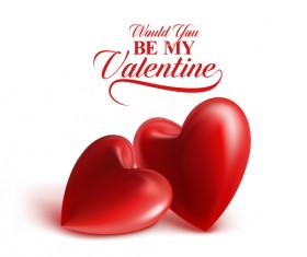 Red heart valentine cards with white background vector 01