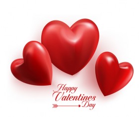 Red heart valentine cards with white background vector 03
