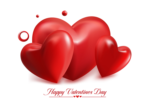 Red heart valentine cards with white background vector 04