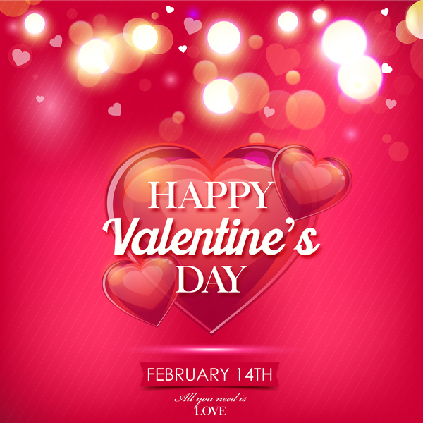 Red styles valentine day greeting card vector 01