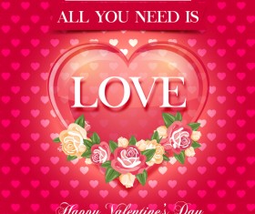 Red styles valentine day greeting card vector 02