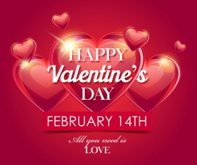 Red styles valentine day greeting card vector 03