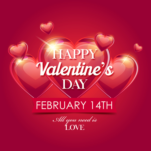 Red styles valentine day greeting card vector 03