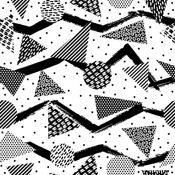 Retro seamless pattern white with black vector 03
