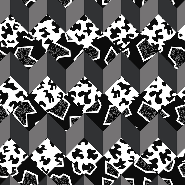 Retro seamless pattern white with black vector 05