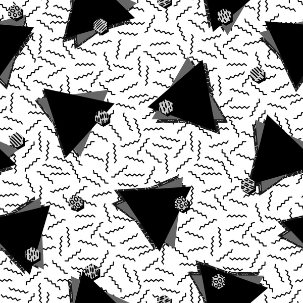 Retro seamless pattern white with black vector 09