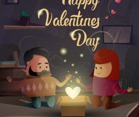 Romantic love with Valentine day card vector 02