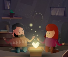 Romantic love with Valentine day card vector 03