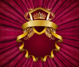 Royal label with damask background luxury vector