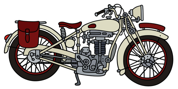 Rtero motorcycle drawing vectors material 06
