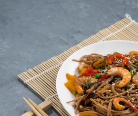 Seafood soba noodles and vegetables 04