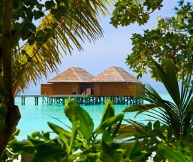 Seaside chalets Stock Photo