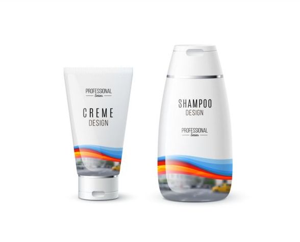 Shampoo and cosmetic brand design vector 01