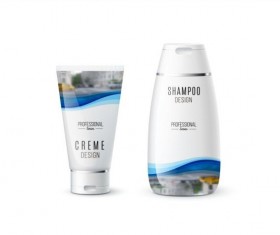 Shampoo and cosmetic brand design vector 02