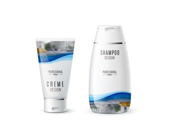 Shampoo and cosmetic brand design vector 02