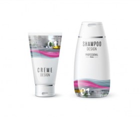Shampoo and cosmetic brand design vector 03