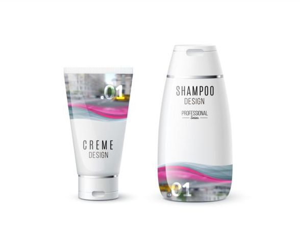 Shampoo and cosmetic brand design vector 03