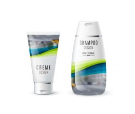Shampoo and cosmetic brand design vector 05
