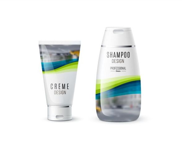 Shampoo and cosmetic brand design vector 05