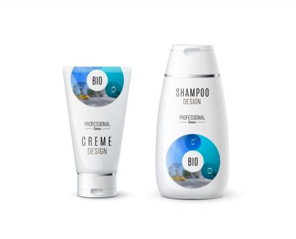 Shampoo and cosmetic brand design vector 07