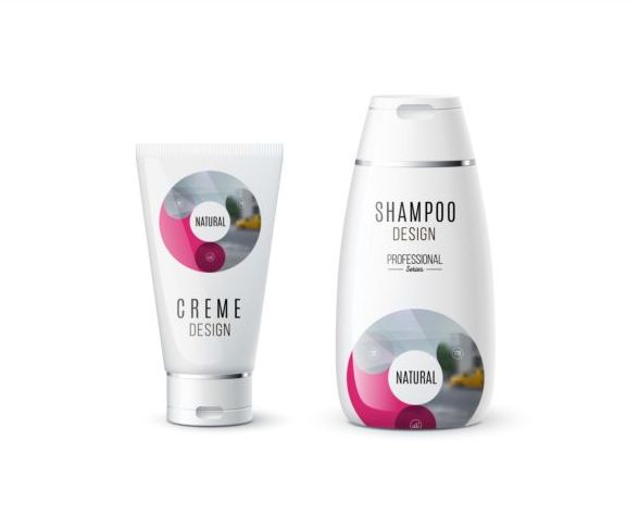 Shampoo and cosmetic brand design vector 08