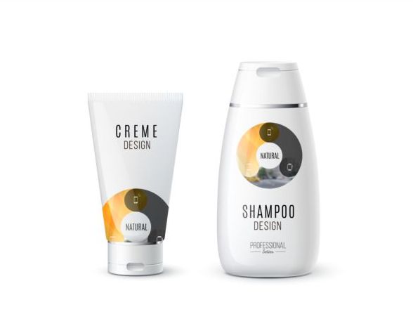 Shampoo and cosmetic brand design vector 09