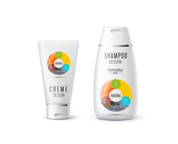 Shampoo and cosmetic brand design vector 10