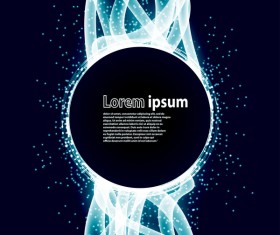 Shiny cricles with lights tapes and blue background vector 02