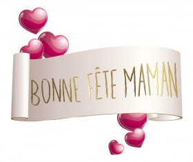 Shiny pink heart with mothers day banners vector 01