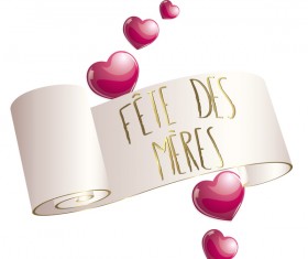 Shiny pink heart with mothers day banners vector 02