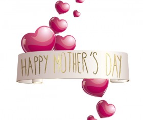 Shiny pink heart with mothers day banners vector 03