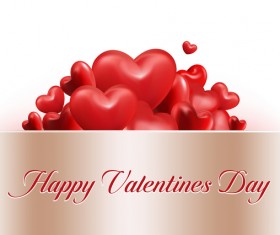 Shiny red heart with valentine cards vector material