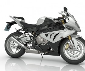 Silvery white motorcycle Stock Photo