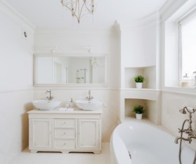 Small white bathroom design Stock Photo