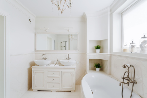 Small white bathroom design Stock Photo