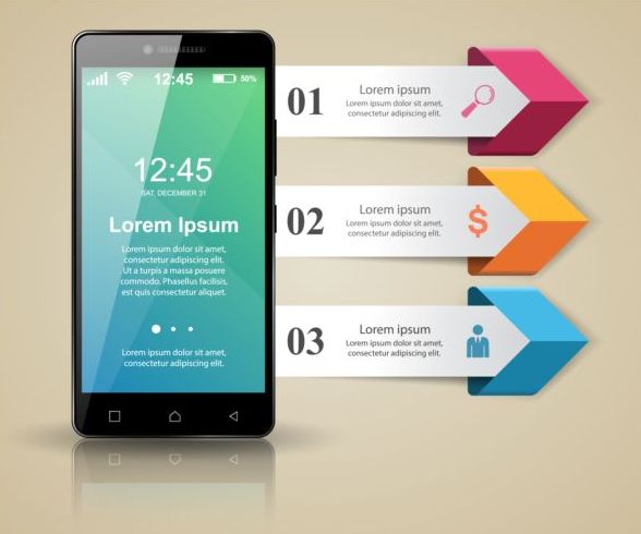Smartphones with option infographic vector template 01