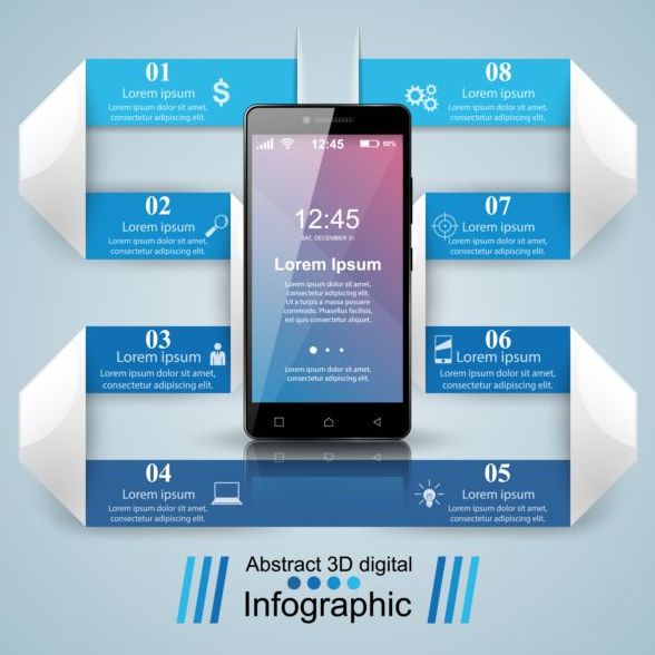 Smartphones with option infographic vector template 04