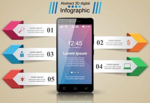 Smartphones with option infographic vector template 05