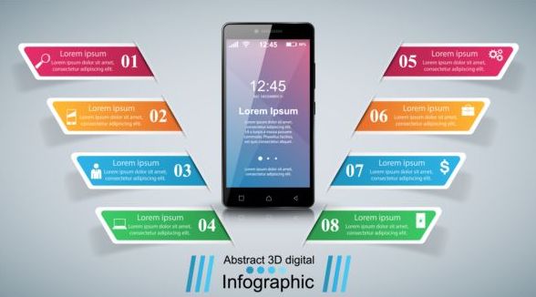 Smartphones with option infographic vector template 06