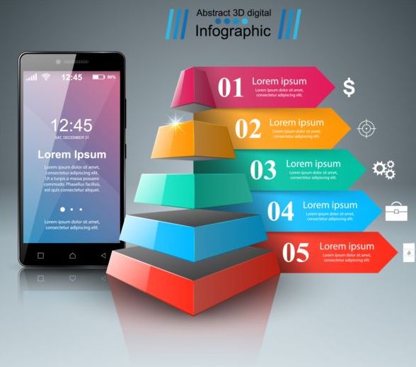 Smartphones with option infographic vector template 08