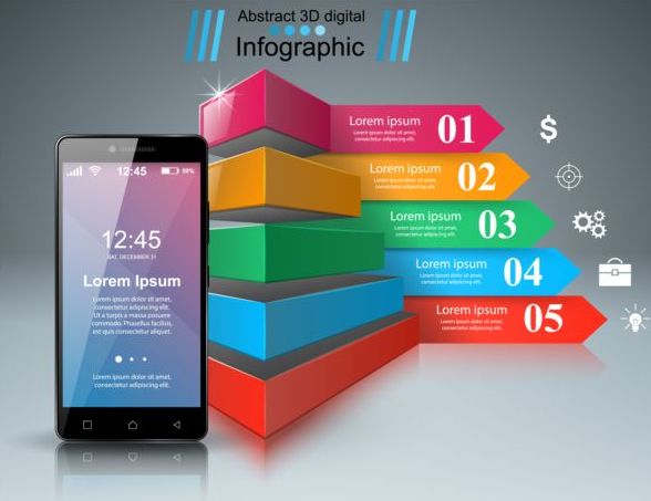 Smartphones with option infographic vector template 09