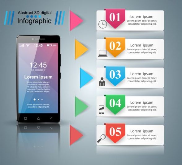 Smartphones with option infographic vector template 10