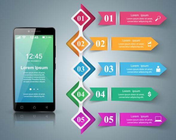 Smartphones with option infographic vector template 14