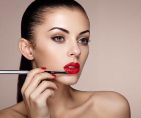 Smear lipstick woman HD picture 02