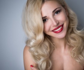 Smiling blonde charming girl HD picture