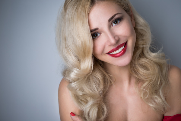 Smiling blonde charming girl HD picture