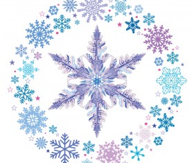 Snowflake with snow frame on white background vector 02