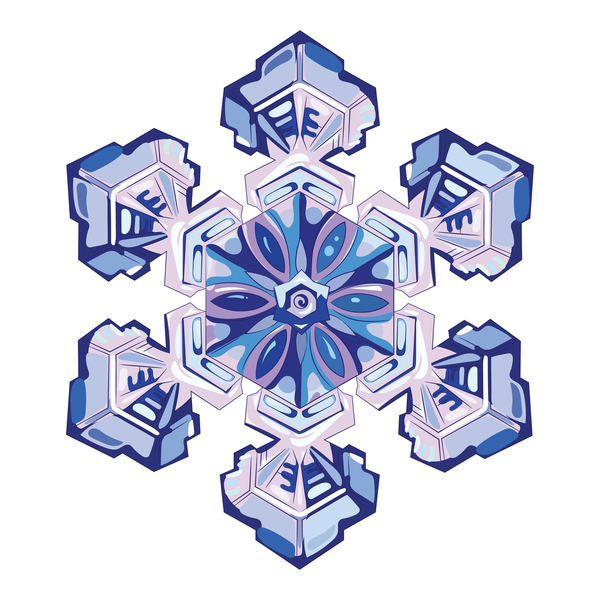 Snowflake with white background vector material 02