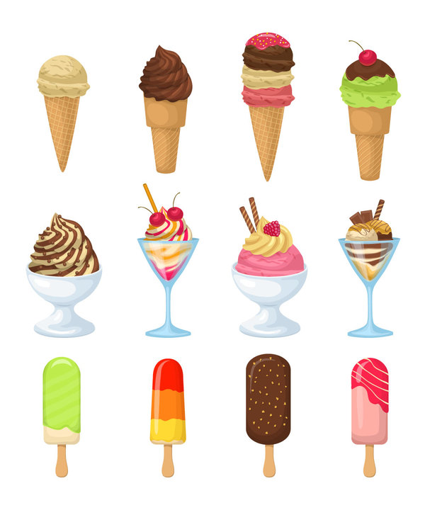 Sorts of ice cream vector illustration 01