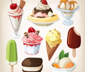 Sorts of ice cream vector illustration 02